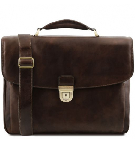 Tuscany Leather Alessandria Laptop Briefcase • 14" • Dark Br
