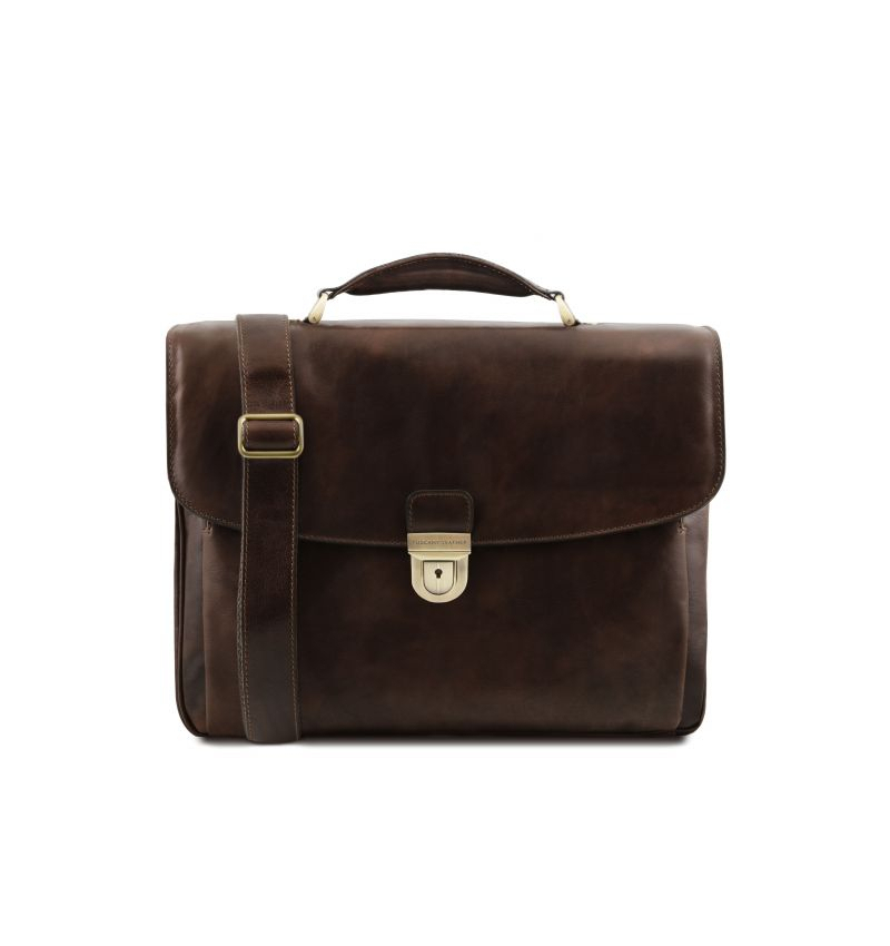 Tuscany Leather Alessandria Laptop Briefcase • 14" • Dark Br