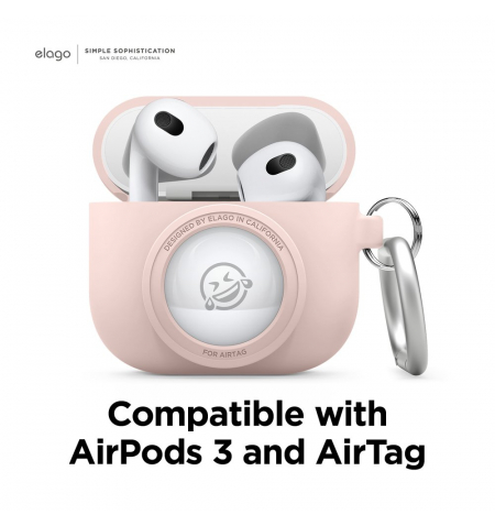 ELAGO Airpods 3 Case with Airtag Slot • Sand Pink