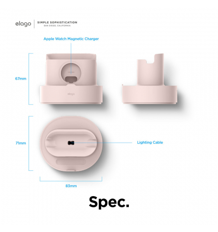 ELAGO Dual Mini Pro Charging Stand • Sand Pink