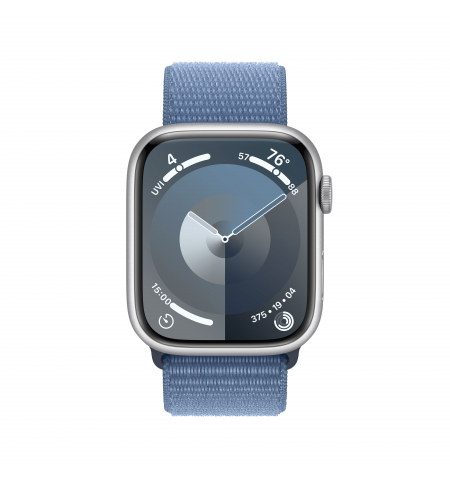 Apple Watch 9 45mm Silver • Winter Blue Sport Loop