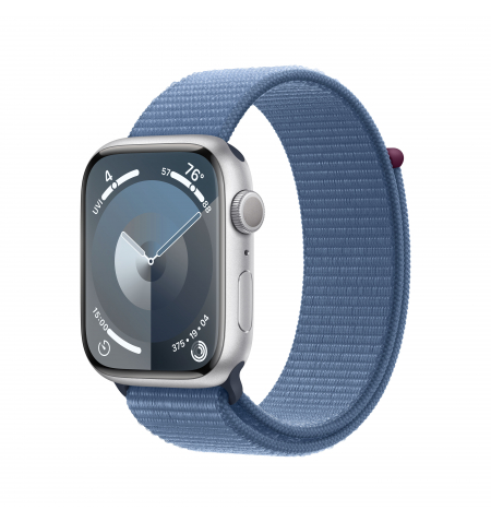 Apple Watch 9 45mm Silver • Winter Blue Sport Loop