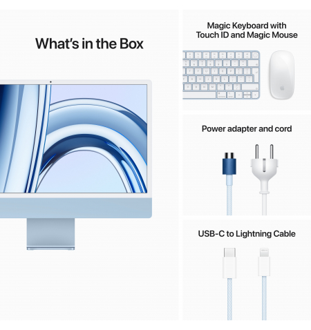 iMac 24" M3 8C 8GB 256GB GPU 10C Gbit SF Touch • Blue
