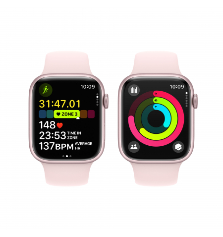 Apple Watch 9 45mm Pink • Pink Sport Band • S M